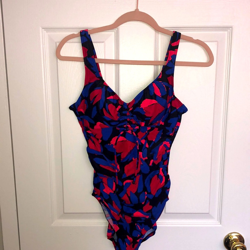 Cinch Front One Piece Full Coverage Swimsuit